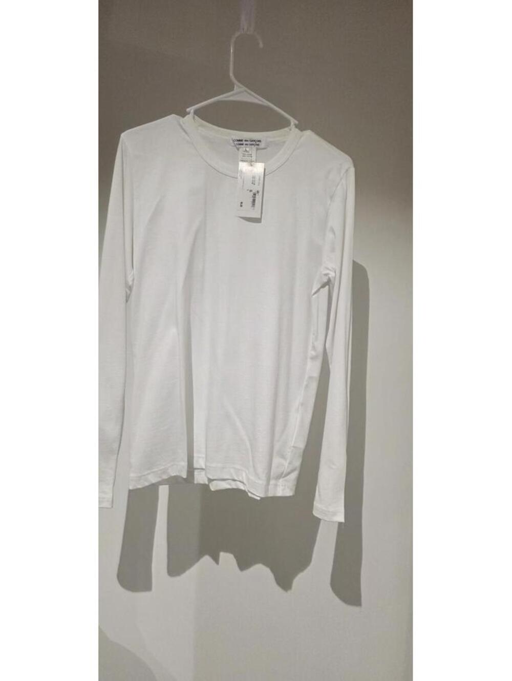 Comme Des Garcons Shirt Women L White Long Sleeve Cotton Tee